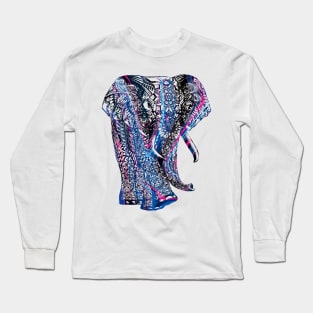 Intricate Asian Elephant Colorful Illustration Long Sleeve T-Shirt